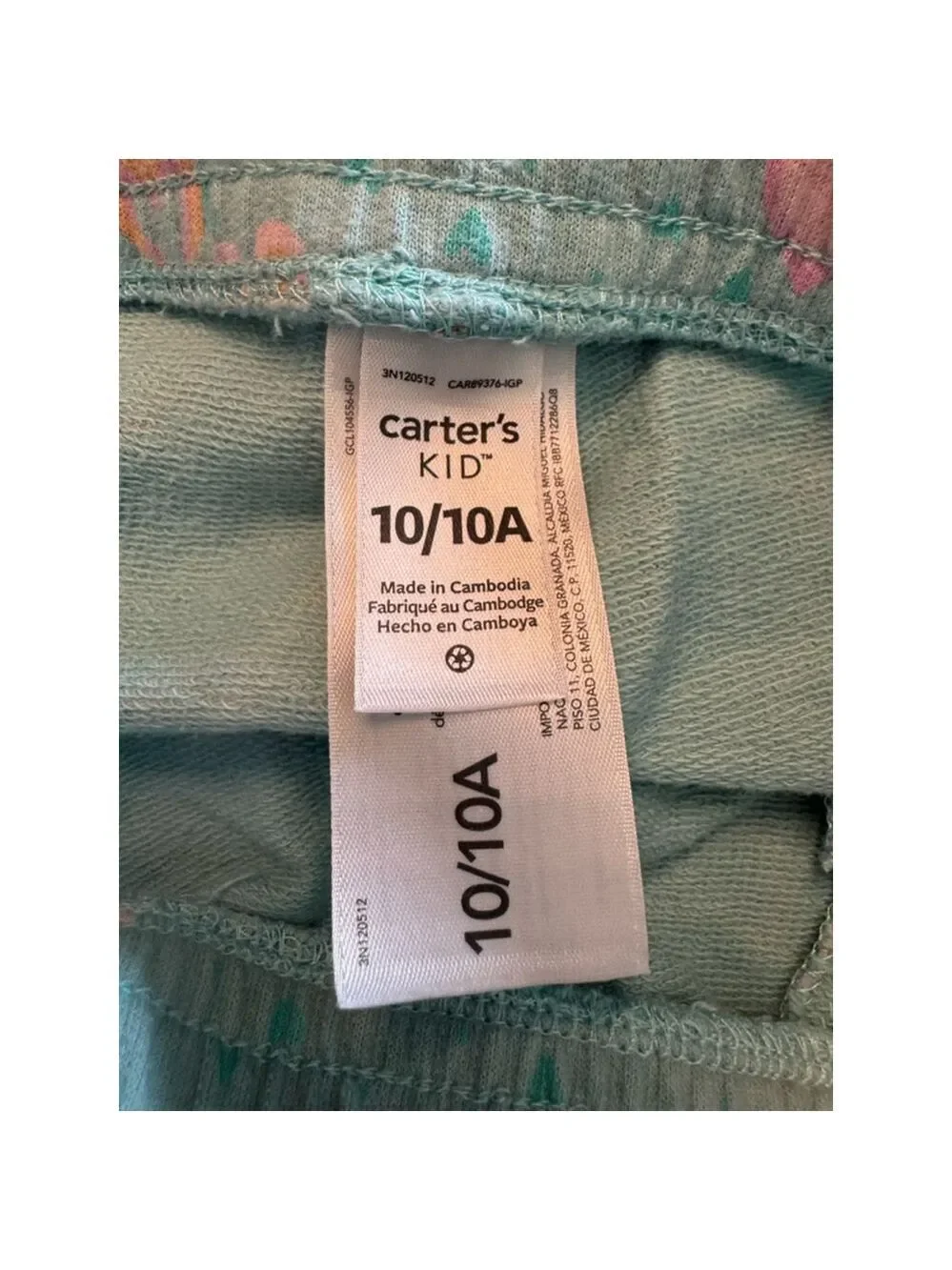 Girls Carter's Pajama Set Size 10 Gray & Blue